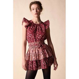 St. Roche Starling Elastic Tie Waist Casual Mini Skirt Women's Berry Size: 2 NWT